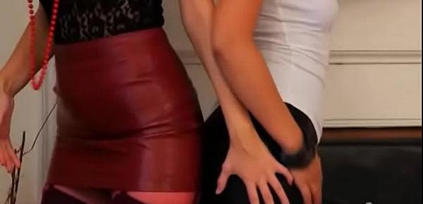  Brunette lesbians in nylons pose